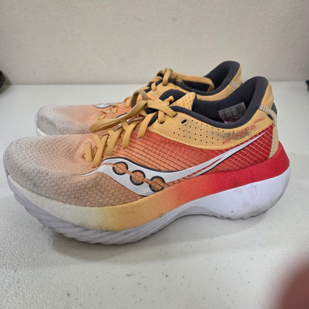 Saucony Kinvara Pro 9.5 Orange Yellow Running Shoes S10847-138 Carbon Plate